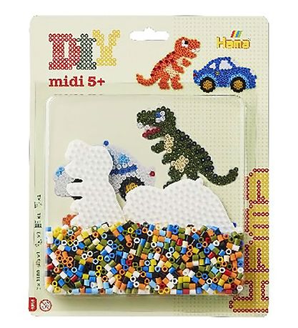 Hama Midi Bead Set - 1100 pcs - Car & Dinosaur Hama Midi Bead Set - 1100 pcs - Car & Dinosaur