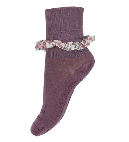 GoBabyGo Sokken - Anti-Slip - Bamboe/Liberty - Mistig Plum GoBabyGo Sokken - Anti-Slip - Bamboe/Liberty - Mistig Plum