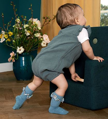 GoBabyGo Socks - Non-Slip - Bamboo/Liberty - Dusty Blue
