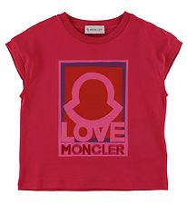 Moncler T-shirt - Fuchsia w. Logo Moncler T-shirt - Fuchsia w. Logo