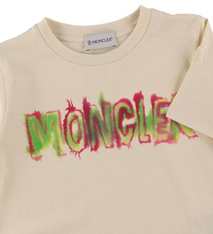 Moncler T-Shirt - Beige m. Roze/Groen