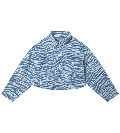 Kenzo Denim Shirt - Cropped - Light Blue w. Tiger Stripe/Orange