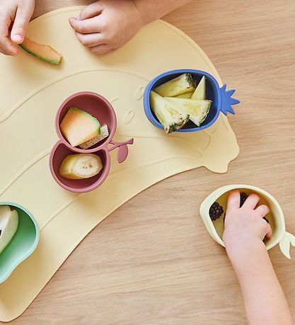 OYOY Snack bowls - 2-Pack - Silicone - Lemon & Pear - Yellow/Gre
