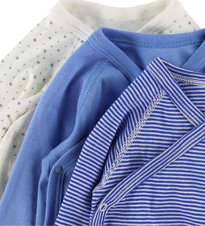Petit Bateau Bodysuit l/s - 3-Pack - Blue/White