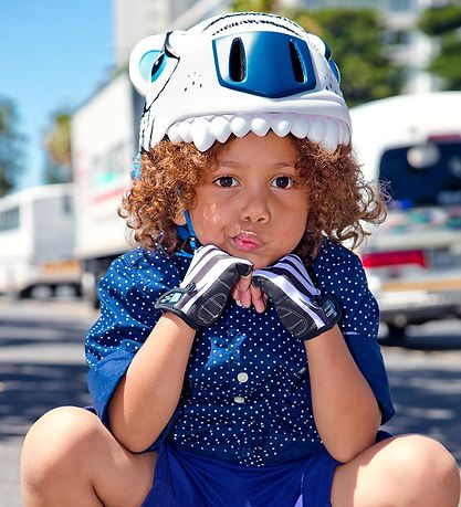 Crazy Safety Bicycle Helmet w. Light - Tiger - White