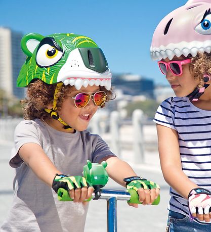 Casque de Vélo av. Lumière Crazy Safety - Tigre - Vert