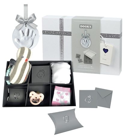 Dooky Set - Happy Hand - Handprint w. Silver Ribbon + Memorial b Dooky Set - Happy Hand - Handprint w. Silver Ribbon + Memorial b