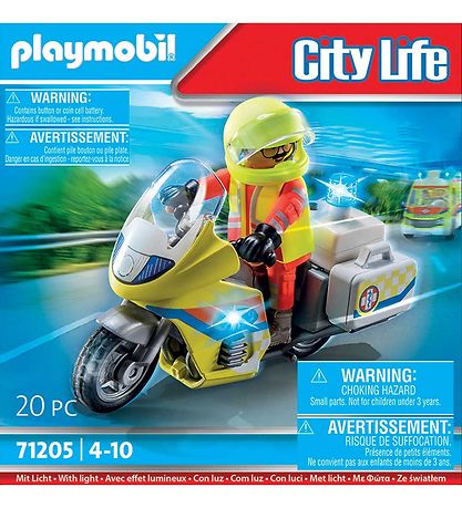 Playmobil City Life - Rescue Motorcycle - 71205 - 20 Parts Playmobil City Life - Rescue Motorcycle - 71205 - 20 Parts
