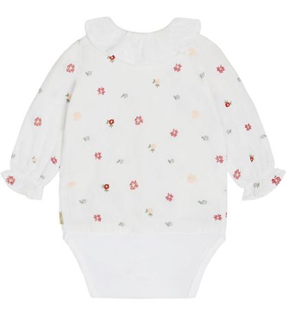 Hust and Claire Shirt Bodysuit l/s - Bernadette - White w. Flowe