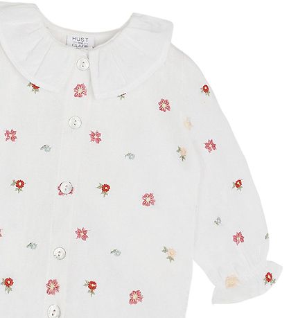 Hust and Claire Shirt Bodysuit l/s - Bernadette - White w. Flowe
