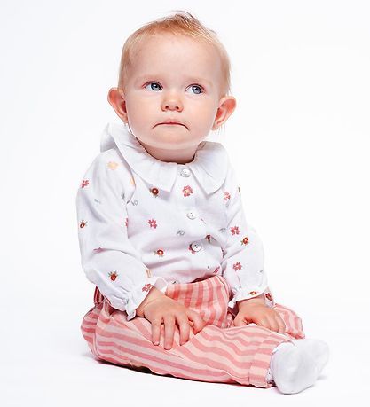 Hust and Claire Shirt Bodysuit l/s - Bernadette - White w. Flowe