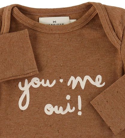 Monsieur Mini Bodysuit l/s - You Me Oui - Almond Melange