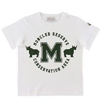 Moncler T-shirt - White w. Dark Green Moncler T-shirt - White w. Dark Green