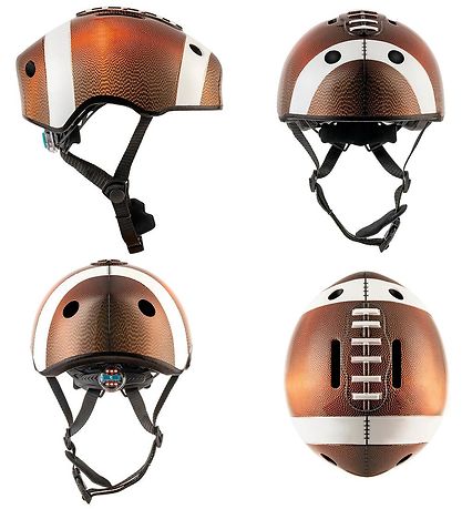 Crazy Safety Bicycle Helmet w. Lights - Football - Brown