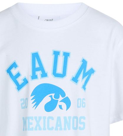 Grunt T-shirt - Pliketon - White w. Blue Print