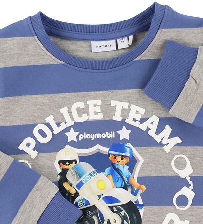Name It Sweatshirt - NmmDes Playmobil - Bijou Blue/Grey Melange 