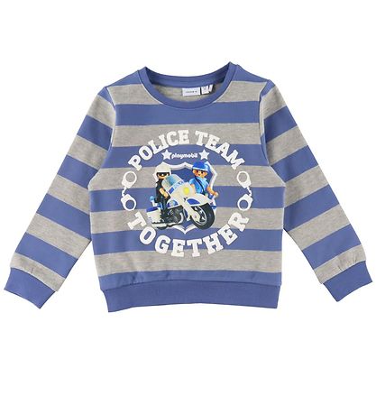Name It Sweatshirt - NmmDes Playmobil - Bijou Blue/Grey Melange 