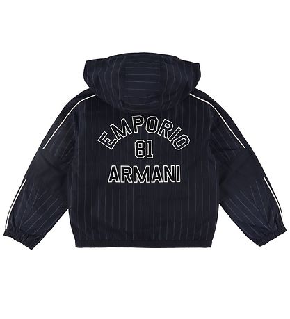 Emporio Armani Anorak - Navy/White Striped w. Text