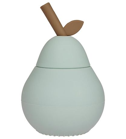 OYOY Cup w. Straws - Pear - Silicone - Pale Mint OYOY Cup w. Straws - Pear - Silicone - Pale Mint
