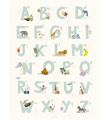 Vissevasse Juliste - 30x40 - Alphabet Blue English