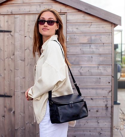 Storksak Pram Organiser - Leather - Alyssa - Black/Gunmetal Storksak Pram Organiser - Leather - Alyssa - Black/Gunmetal