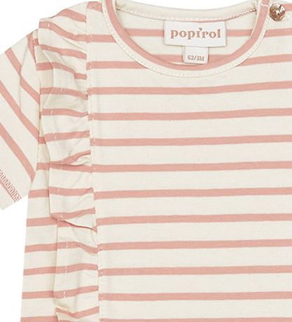Popirol Bodysuit s/s - Police Baby Bodysuit - Striped Vanilla