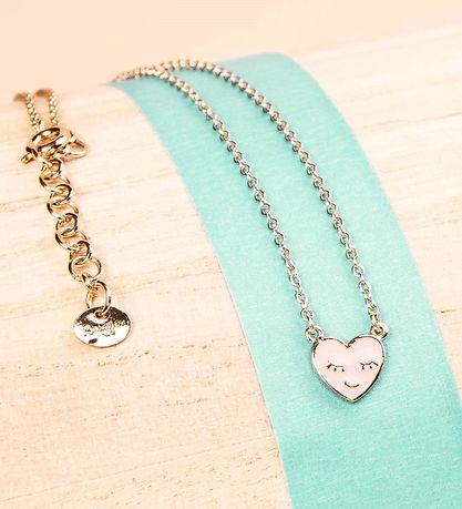 Rosajou Halsband - Guld m. Hjärta - Rosa