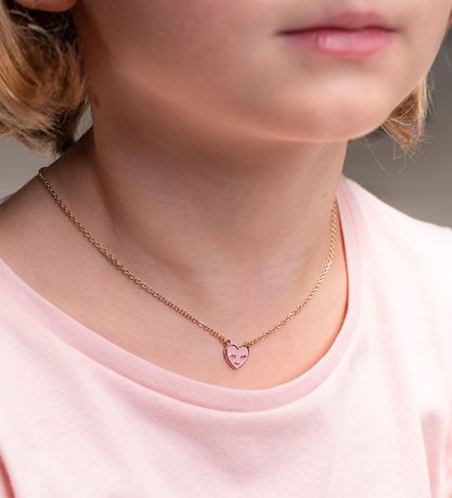 Rosajou Halsband - Guld m. Hjärta - Rosa