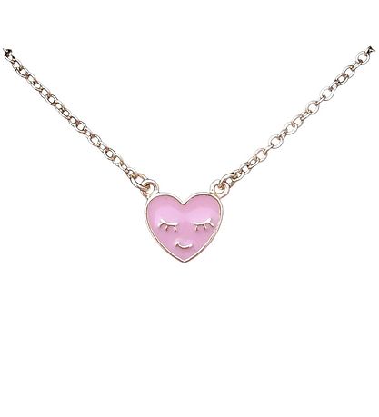 Rosajou Halsband - Guld m. Hjärta - Rosa