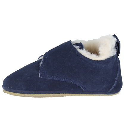 Wheat Soft Sole Leather Shoes w. Lining - Taj - Navy