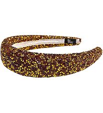 By Stær Hairband - Linen - Glitter - Red/Gold