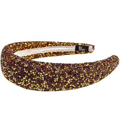 By Stær Hairband - Linen - Glitter - Red/Gold
