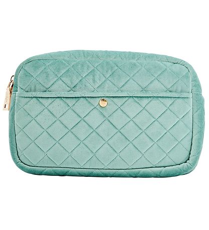 Fan Palm Toiletry Bag - Large - Quilted Velvet - Mint Green Fan Palm Toiletry Bag - Large - Quilted Velvet - Mint Green
