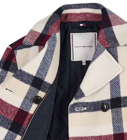 Tommy Hilfiger Jacke - Karo Peacoat - Creme Kariert mit Navy/Rot Tommy Hilfiger Jacke - Karo Peacoat - Creme Kariert mit Navy/Rot