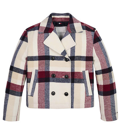 Tommy Hilfiger Jacke - Karo Peacoat - Creme Kariert mit Navy/Rot Tommy Hilfiger Jacke - Karo Peacoat - Creme Kariert mit Navy/Rot