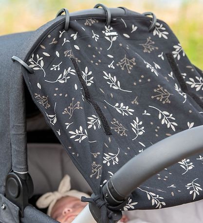 Dooky Pram Sun Shade - Universal - UV50+ - Romantic Leaves Black