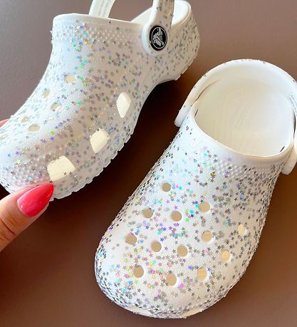 Crocs Sandals - Classic Starry Glitter Clog K - White Crocs Sandals - Classic Starry Glitter Clog K - White