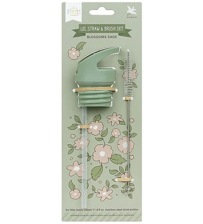 A Little Lovely Company Trinkflasche Set - Deckel, Strohhalme un
