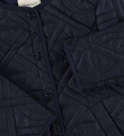 GANT Termisk frakk - Monogram Quiltet - Evening Blue