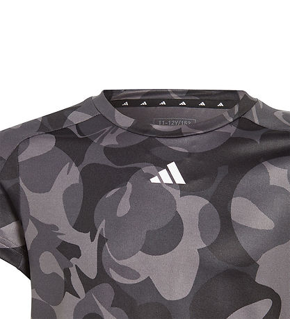 adidas Performance T-shirt - Cropped - JG TR-ES AOP T - Black/Gr