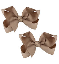 By Stær Bow Hair Clip - 2-Pack - 8 cm - Latte