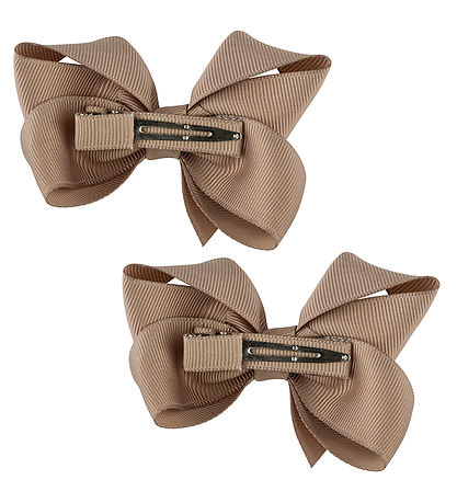 By Stær Bow Hair Clip - 2-Pack - 8 cm - Latte