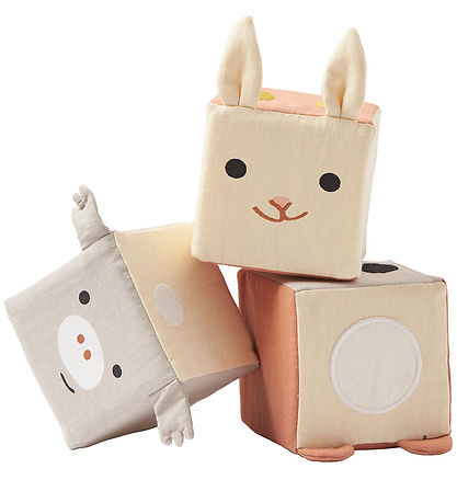 Kids Concept Soft Toys - 3 pcs - 9x9 cm - Play Cubes Textile