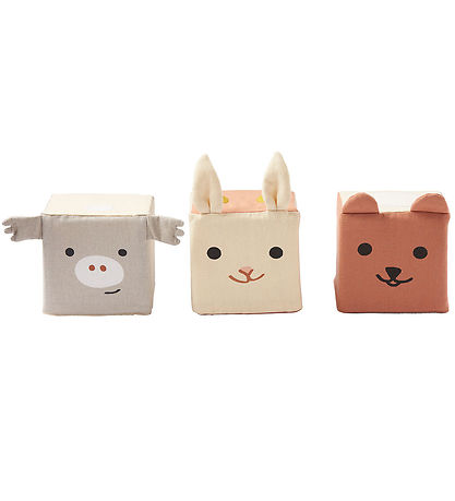 Kids Concept Soft Toys - 3 pcs - 9x9 cm - Play Cubes Textile
