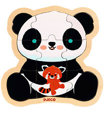 Djeco Puzzel - 9 Bakstenen - Hout - Panda Djeco Puzzel - 9 Bakstenen - Hout - Panda