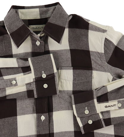 GANT Skjorte - Rutete - Avslappet - Cream/Brun