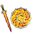 Liontouch Kostuum - Vlam-Set - Zwaard en schild Liontouch Kostuum - Vlam-Set - Zwaard en schild