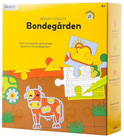 Crateit Jigsaw Puzzle - Wood - The Farm - 36 Bricks - Audio Stor