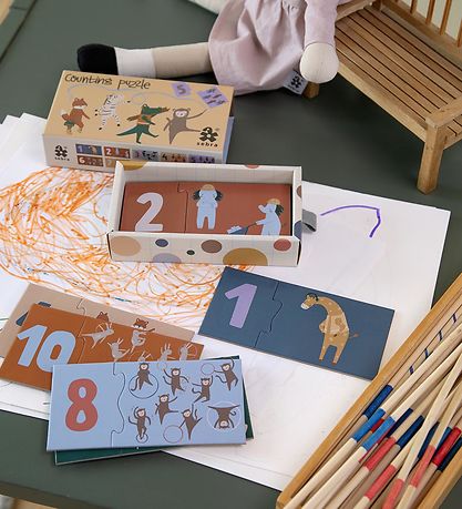 Sebra Jigsaw Puzzles w. numbers - 1-10 - Toes/Builders
