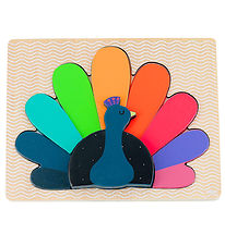 Vilac Jigsaw Puzzle - Wood - 8 Bricks - Peacock Vilac Jigsaw Puzzle - Wood - 8 Bricks - Peacock